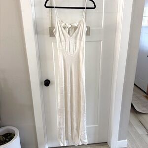 BARDOT Capri Diamonte‎ Slip Dress White Bridal Maxi Spaghetti Bow Open Back 12